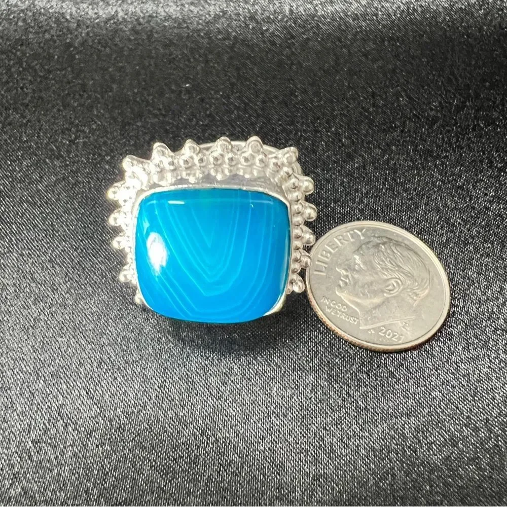 Sterling Silver Genuine Botswana Agate Gemstone Handmade Jewelry Ring Size 8.5 - Picture 10 of 10